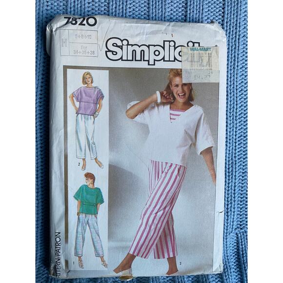 Simplicity 7320 Sewing pattern oversized top straight leg pant 1980s size 6 8 10 - Picture 1 of 5